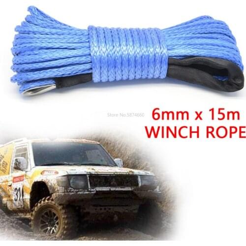 15m Winch Rope String Line Cable with Sheath Synthetic Towing Rope 7700LBs Car Wash Maintenance String for ATV UTV Off-Road