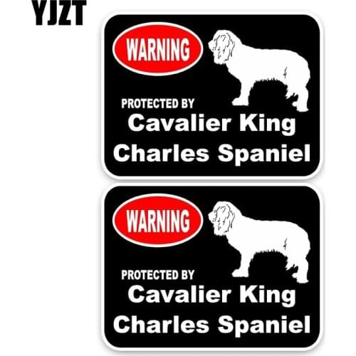 YJZT 15*11.4CM 2X Cavalier King Charles Spaniel Guard Dog Car Bumper Window Sticker Decal C1-4332