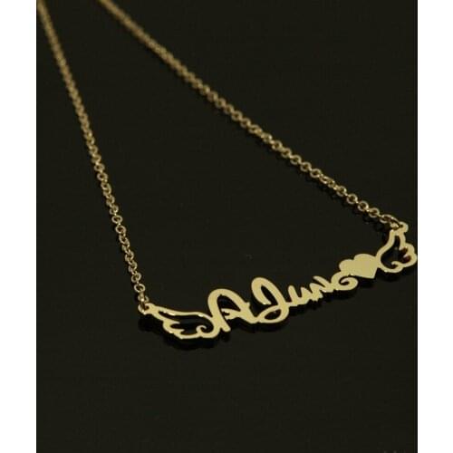 2019 name custom necklace personality angel wings custom necklace gold stainless steel woman necklace gift to the best friend bi