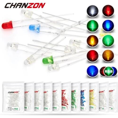 100pcs 3mm Flashing LED Light Emitting Diode Lamp Bulb RGB White Red Blue Green Yellow 2V 3V Color Flickering Blinking Indicator