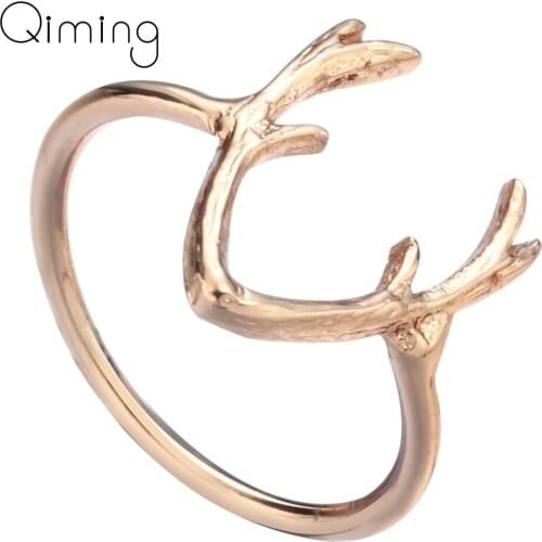 2019 Natural Cute Animal Antler Deer Rings For Women And Girls Party Valentine Wedding Gifts new Gold Deer Horn new Rings