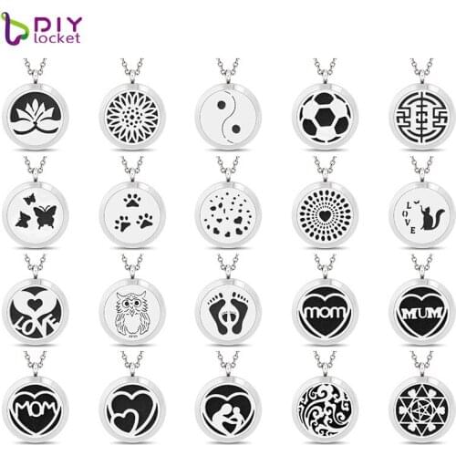 30mm Stainless Steel Aromatherapy Diffuser Necklace Wholesale Mix Style Essential Oils Necklaces AA121-140-L60