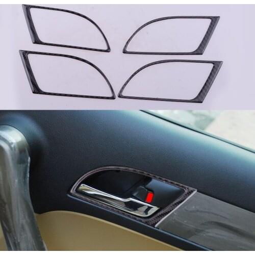 4Pcs/Set Car Carbon Fiber Interior Door Handle Frame Cover Trim Black Fit For Honda CR-V 2007 2008 2009 2010 2011