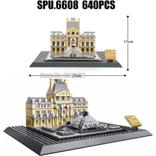 4213 640pcs Urban France World Great Famous Architecture Louvre Of Paris Building Block Toy