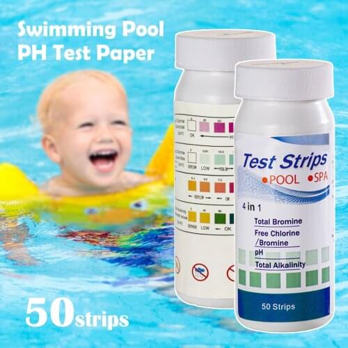 50pc Chlorine Dip Test Strips Hot Tub Spa Swimming Pool Ph Tester Paper Multifunctional Test Paper Home SwimmingPool Accessories