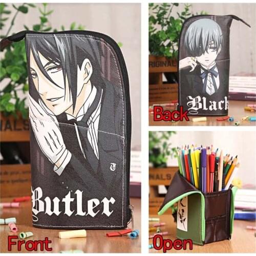 Anime Black Butler Sebastian&Ciel Waterproof PU Stationery Pouch/Brush Pot/Pen Holder/Pencil Case Bag/Office School Supplies