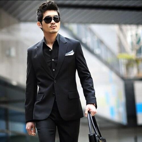 Free shipping new 2015 slim suit men plus thick velvet warm winter Korean style business men suit jackets wedding suits for men