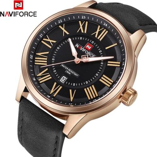 NAVIFORCE Brand Watches Men Fashion Analog Quartz Clock Man Leather Sport Watch Waterproof Gold Wristwatches Relogio Masculino
