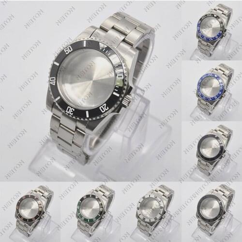 NEITON 40mm Black PVD Case Sapphire Glass Black Fit ETA2836 NH35/36 Mingzhu DG2813/5833 Miyota 8215/8205 Back Transparent Glass