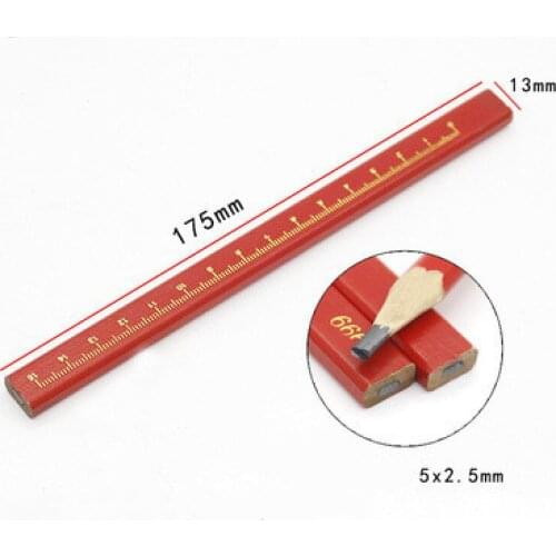Woodworking pencil thick core flat octagonal pencil marking special marking pen with scale woodworking pen