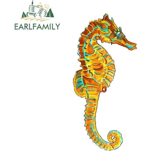 EARLFAMILY 13cm x 6.1cm Cartoon Car Sticker Sea Horse Beachy Vinyl Home Office Camp Dorm Salt Art Decal Car Styling Decor