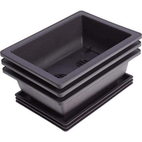 Hot 6 Packs Bonsai Training Pots with Tray Plastic Bonsai Plants Gg Pot for Garden Yard Living Room 22.5X16.5cm