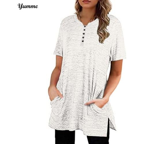 Harajuku T-shirt 2021 Women Oversized Short Sleeve O-neck Solid Color T Shirt Street Loose Tops Tee Clothes With Pocket #BL3