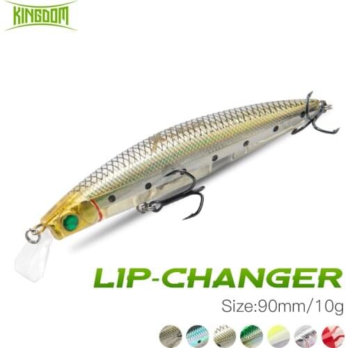 Kingdom Pencil Fishing Lure 90mm 128mm Changeable Lip Topwater Hard Rattlin Swimbait Trout Lure For Bass Trolling Fishing Tackle