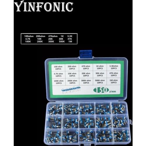 15values x10pcs RM065 Horizontal Blue and white adjustable resistor set kit box 100 ohm ~ 1M ohm