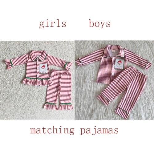 Santa Claus Sleep Two Pcs Suits Fall Winter Baby Kid Boutique Wholesale Christmas Pajamas Girls Boys Clothing Set Childrens Wear
