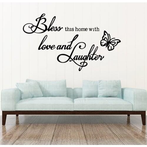 Colorful bless this home with Text Cartoon Wall Decals Pvc Mural Art Diy Poster For Kids Rooms Decoration Decoration Accessories