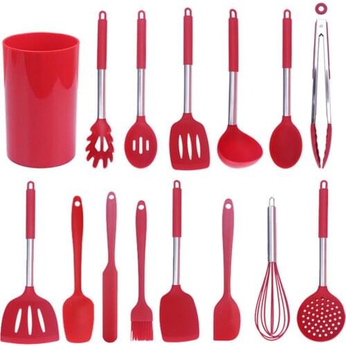 Kitchen Utensil Set High Quality Silicone Cooking Tools Set Household Wooden Handle Turner Cooking Various Kitchenware Set