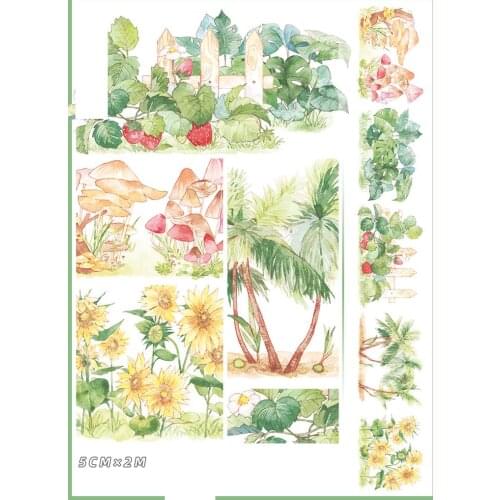 2M Summer Garden Vegetables Flowers Washi Tape