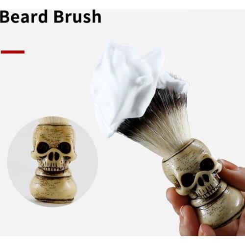 Fashionable High-end Skull Design Beard Shaving Brush Mens Facial Beard Clean Shave Tool Brush Barber Salon Foaming Brush
