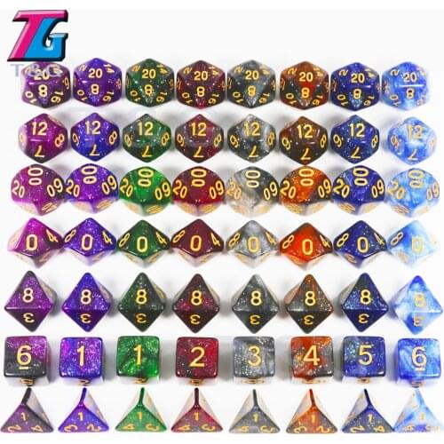 Fashion Galaxy Dice 7 Pieces Role Playing Game Table Accessories Man Gift