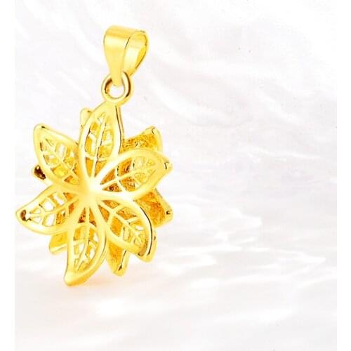 DELICATE 3D FLOWER PENDANT 14K GOLD NECKLACE NO CHAIN FOR WOMEN WEDDING ENGAGEMENT JEWELRY CHRISTMAS BIRTHDAY GIFTS GIRLFRIEND