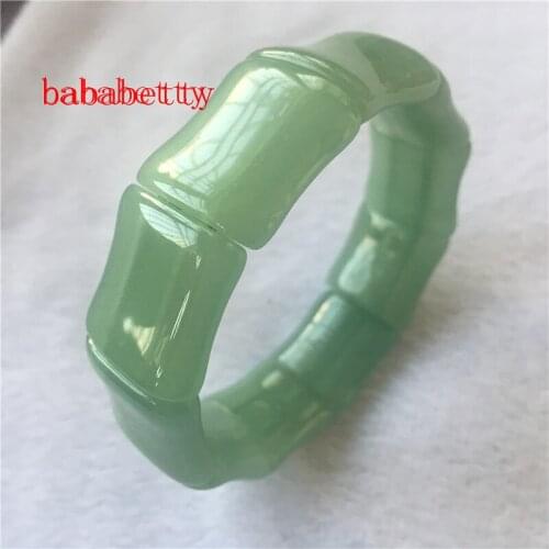 NEW 100%Natural light green stone bracelet bungee cord square