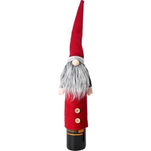 New Cute Santa Claus Christmas Wine Bottle Cover Holders Christmas Hat Bottle Cap For Xmas Decoration