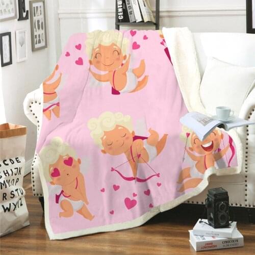 Cupid Love Baby 3D Printed Sherpa Blanket Couch Quilt Cover Travel Bedding Outlet Velvet Plush Throw Fleece Blanket Bedspread 11