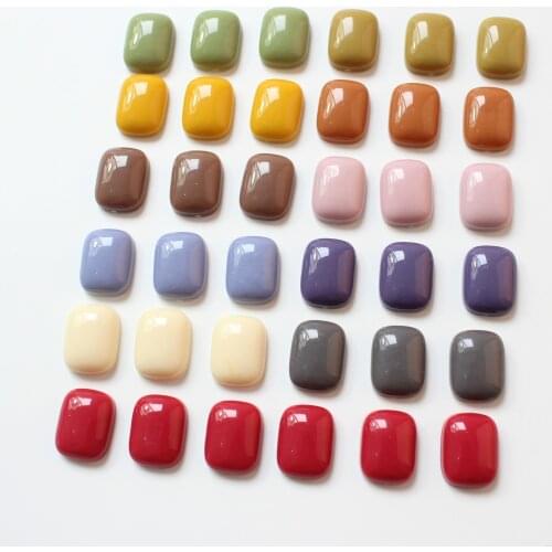 Wholesale 100pcs/lot color print geometry rectangle shape flatback resin beads diy jewelry earring/garment accessory