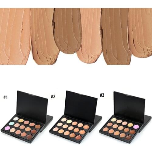 Popfeel 15 Colors Face Concealer Foundation Palette Easily-makeup Highlighter Whitening Concealer Cream with Brush Tool TSLM2