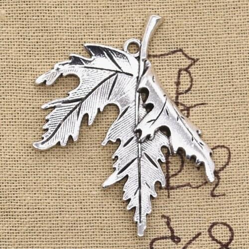 2pcs Charms Folding Maple Leaves 55x44mm Antique Bronze Silver Color Pendants Making DIY Handmade Tibetan Finding Jewelry