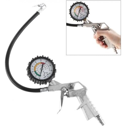 Portable 220 Psi Tire Pressure Gauge with Inflating Gun Fit for Auto Car Motorcycle Bicycle