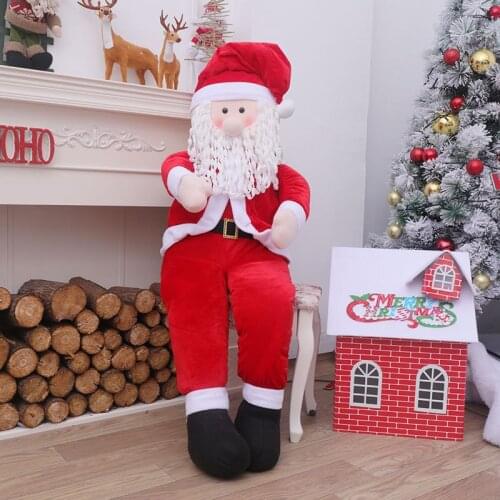 Santa Claus Props Deer Cart Sitting Back Gift Bag Christmas Window Scene Decoration Chrismas Tree Decorations Home Decore