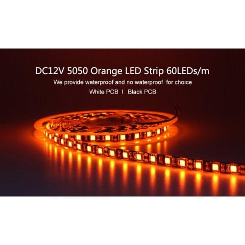 [Seven Neon]Free shipping flexible DC12V black/white FPBC 5050 orange amber light waterproof 60leds/m led smd strip