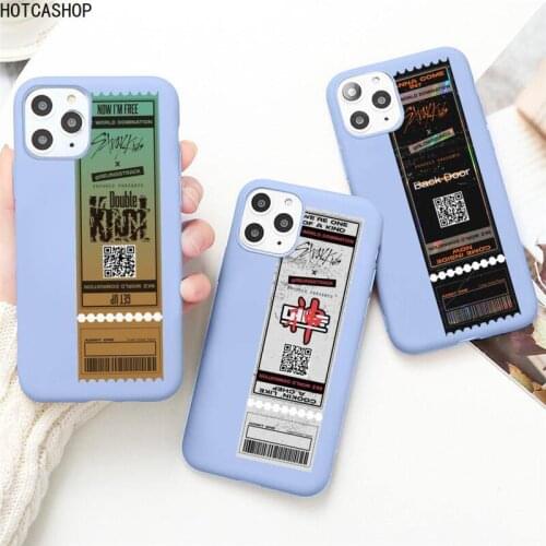 Stray Kids Air tickets Design Phone Case for iPhone 12 mini 11 Pro Max X XR XS 8 7 6s Plus Candy purple Silicone cover