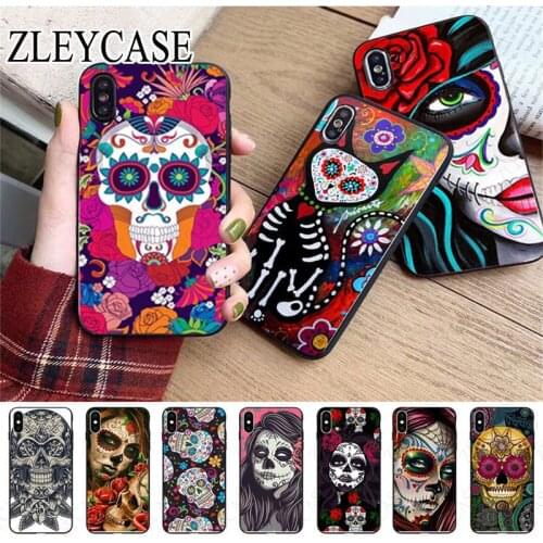 Mexican Skull Girl tattooed Art silicone Phone Case For iphone x xs 12pro max 5s 6splus 7 8plus xr xsmax SE 2020 12mini cover