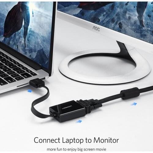 Ugreen HD To VGA Connector HDMI-Compat VGAAudio Male Tou Female HDMIVGA Converter Cable Graphics Card Display Adapters