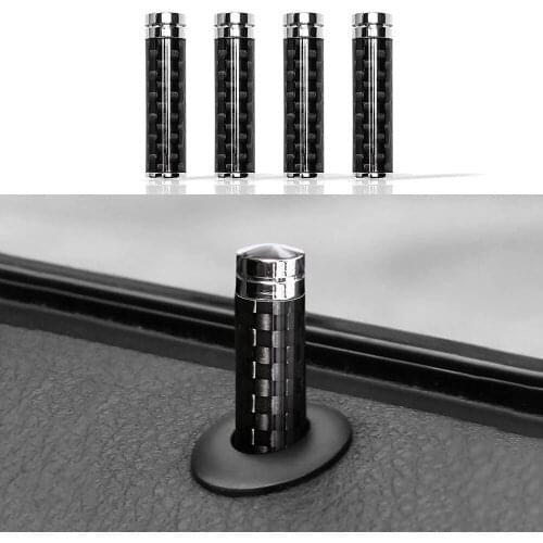 4 PCS Car Universal Door Lock Pin Cover Real Carbon Fiber Car Truck Interior Vehicle Accessories Door Bolt Lock Pin