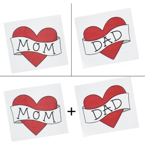 Waterproof Removable Temporary Tattoo Sticker Red Heart Love Dad/Mom Kids Boys Girls Fake Tattoos Child Baby Photography Prop