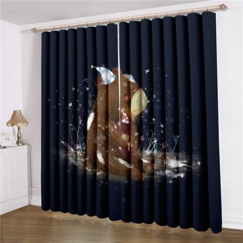 Bear/Pig/Seal Window Curtains 2 Panels Fairy Forest Window Treatments 3D Print Home Curtain For Living Room Window Drapes