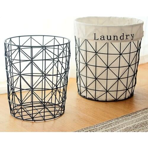 Nordic Ins Style Iron Dirty Clothes Storage Basket Organizer High Quality Simple Folding Large Laundry Hamper Home Decor LFB751