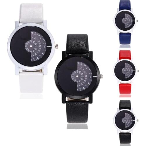 Fashion Women Faux Leather Band Creative Dial Analog Quartz Wrist Watch Gift casual and simple reloj hombre Hot Ladies Dress Wat