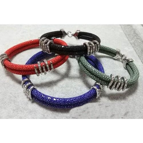 10pcs BC Multilayer Leather Bracelet Pink 5mm Round Leather Fashion Design Charm Stingray Leather Bangle