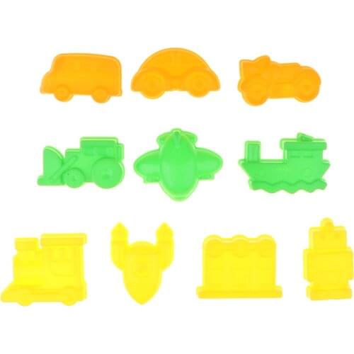 10Pcs Creative Beach Die-cast Play Set, Sea-Land-Air Vehicle Molds Kids Birthday Gift