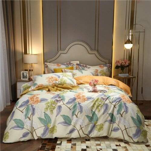 100%Cotton Full Queen 4Pcs Tropical Leaves Bedding set Duvet Cover Bed sheet Pillow shams Ultra Soft Breathable Zipper Core ties