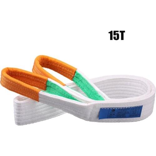15T White Flat Lifting Webbing Sling Industrial High Strength Cargo Hoisting Belt Webbing Tape Belt Sling Fabric Strap