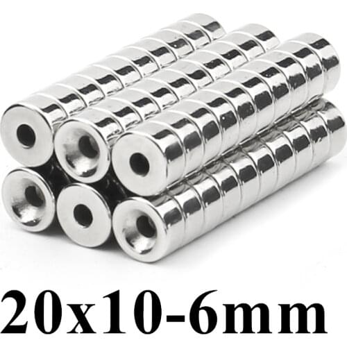 2pcs Super Strong Round Neodymium Countersunk Ring Magnets 20mm x 10mm Hole: 6.5mm N50 Neodymium Magnet Free Shipping