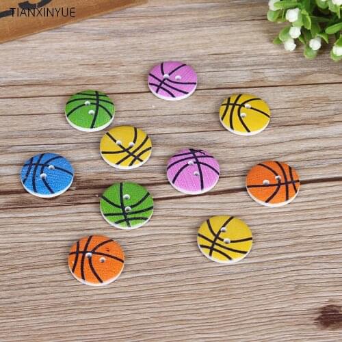 20mm Multicolor Wood Button Sewing Scrapbooking TWO Holes Basketball Wood Buttons,DIY Clothing Accessories