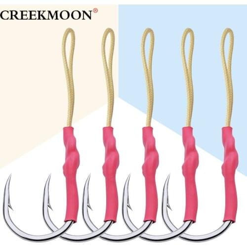 20pcs 1/0-13/0 Strong Stainless Steel Jig Hooks Assist Bait Fishing Hooks With PE Line Saltwater Fish Hooks Jig Big Fishing Hook
